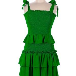 Chic Green Ruffled Dress